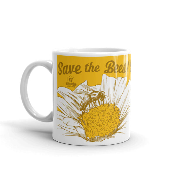 Save the Bees! Weeks Vintage White Mug - Premium Mug from Weeks Honey Farm, Inc. - Just $14.99! Shop now at Weeks Naturals | Weeks Honey Farm