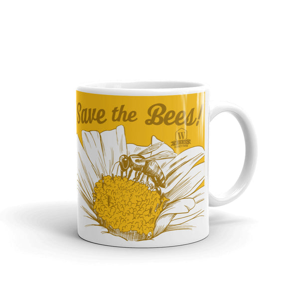 Save the Bees! Weeks Vintage White Mug - Premium Mug from Weeks Honey Farm, Inc. - Just $14.99! Shop now at Weeks Naturals | Weeks Honey Farm